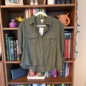 Olive Green Women’s Cropped Blouse
